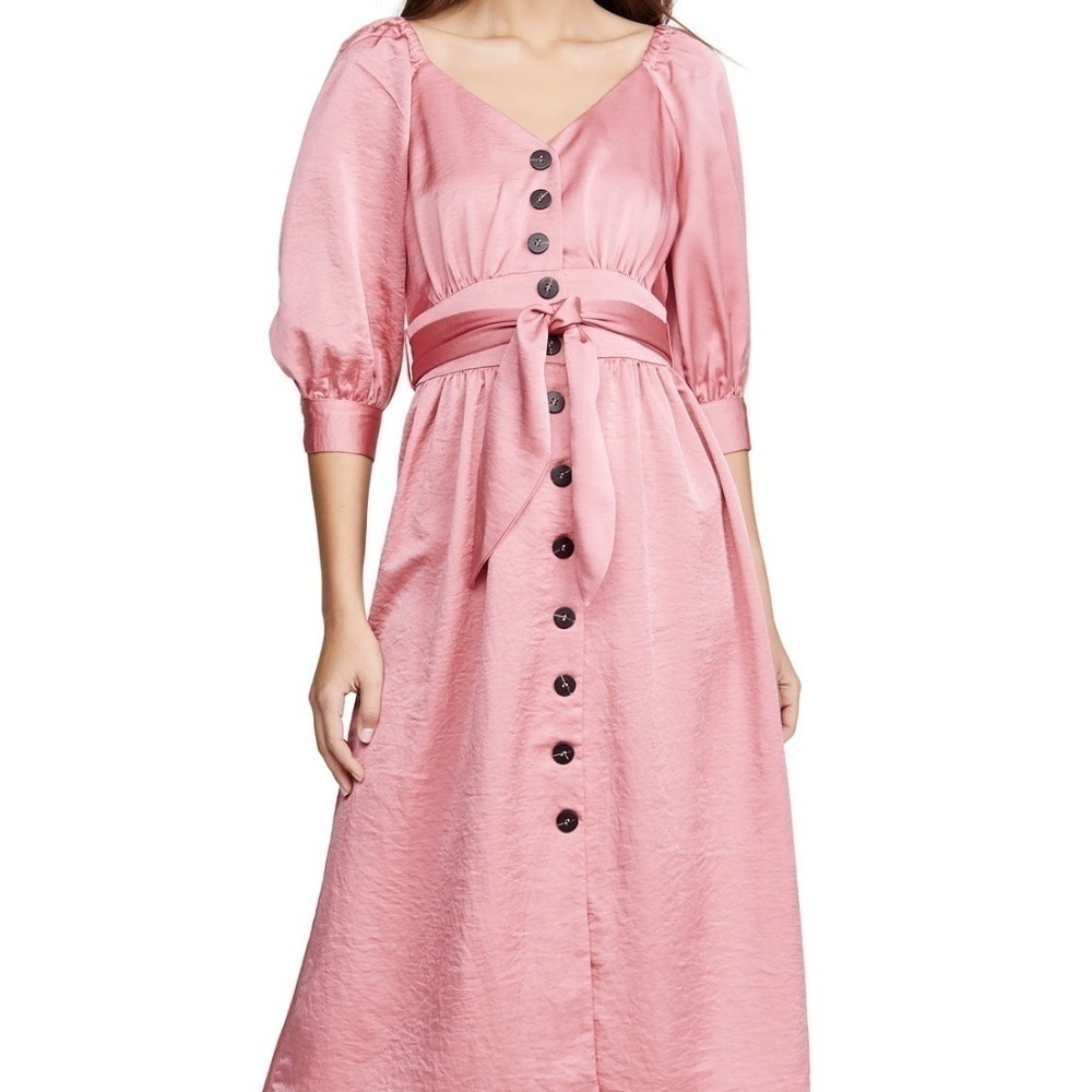 NWT Moon River Midi Raglan puff sleeve dress - M